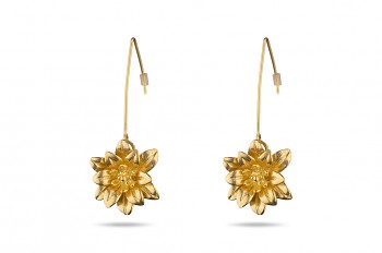 MANI PADMA - Silver earrings gold plated, large, lotus