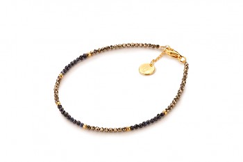 AMOA - dedicated to the desire for DECISION, saphire, pyrite and gold plated silver