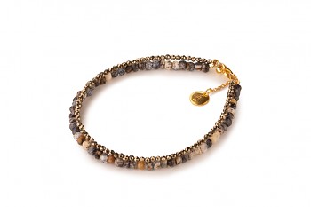 PAPUA PETIT - dedicated to the desire for HAPPINESS, agate, pyrite and gold plated silver
