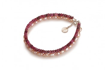 PANTAI - zasvěcen touze po ROZHODNOSTI, rubín, růžová perla a stříbro