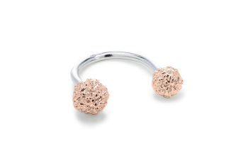 ASA - Silver ring, rose gold plated Rudraksha