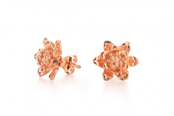 MANI PADMA - Rose gold plated earrings, lotus