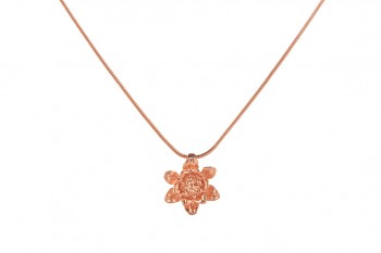 MANI PADMA - silver necklace with small lotus, rose gold plated, chain 42 cm