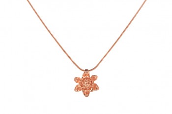 MANI PADMA - silver necklace with small lotus, rose gold plated, chain 42 cm