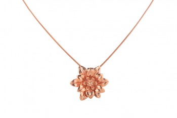 MANI PADMA - silver necklace with large lotus, rose gold plated, chain 42 cm