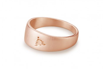 Element OHEŇ - stříbrný prsten pozlacený růžovým zlatem, mat