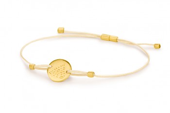 Element FIRE - silver bracelet gold plated, matte, champagne thread