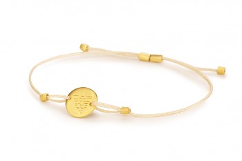 Element WATER - silver bracelet gold plated, matte, champagne thread