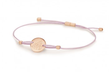 Element FIRE - silver bracelet rose gold plated, matte, lilac thread