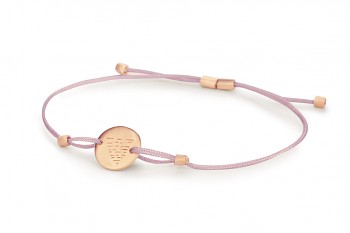 Element WATER - silver bracelet rose gold plated, matte, lilac thread