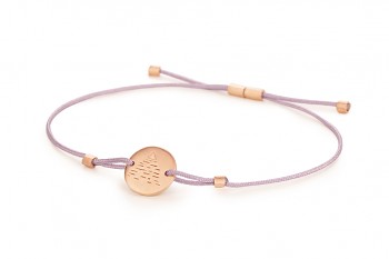 Element AIR - silver bracelet rose gold plated, matte, lilac thread
