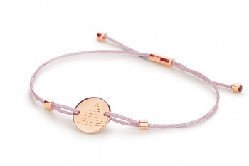Element FIRE - silver bracelet rose gold plated, glossy, lila thread