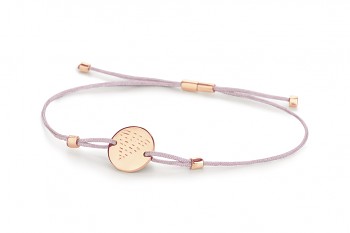 Element WATER - silver bracelet rose gold plated, glossy, lila thread