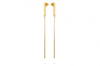 COMETES - Silver earrings, gold plated, chain, glossy