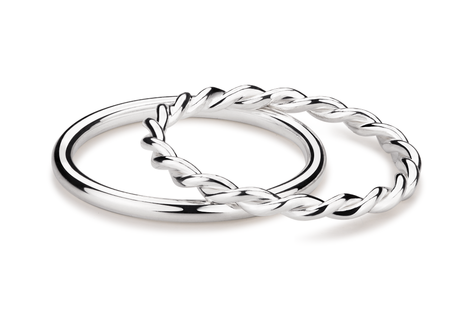 Muselet Ring Set - pár stříbrných prstenů růžově pozlacených