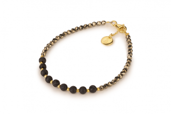 NIA - dedicated to the desire for the INNER STRENGHT, pyrite, lava and gold plated silver