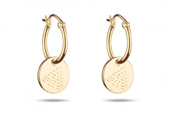 Element FIRE Earrings - gold plated silver hoops, glossy
